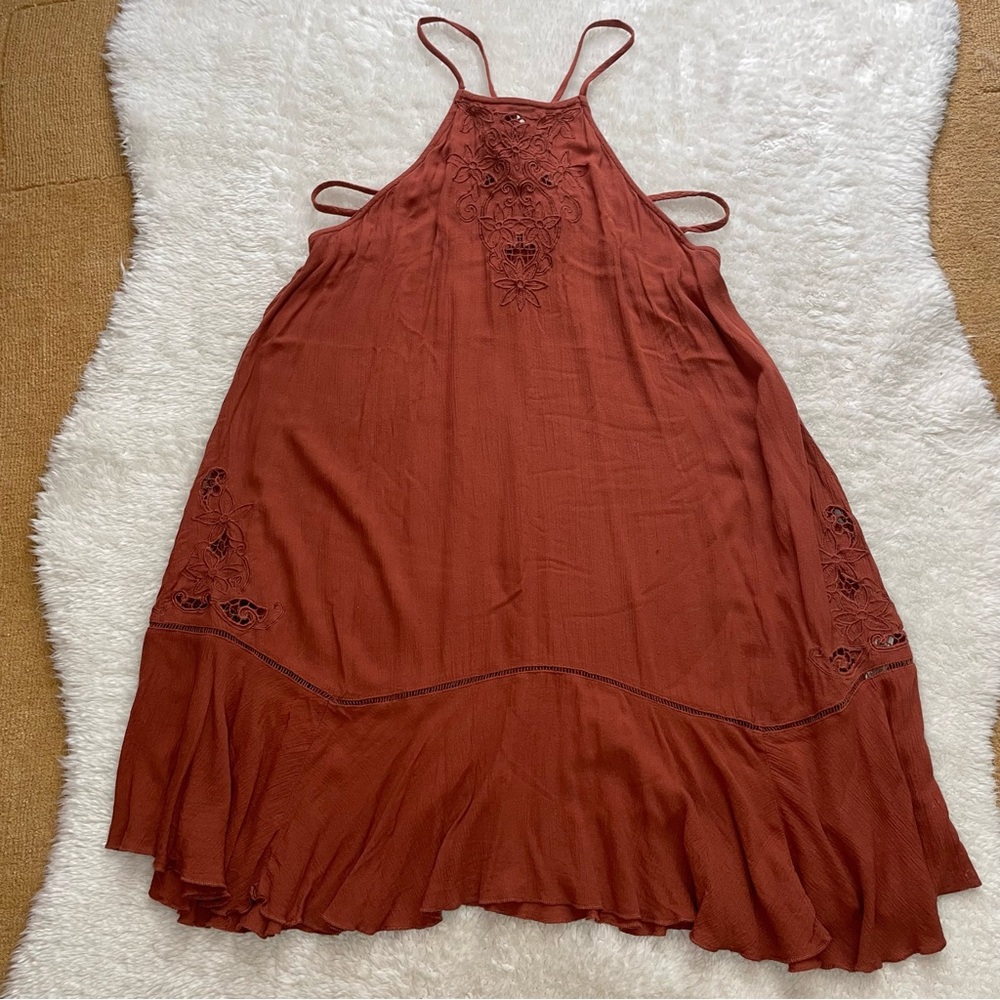 Free People heat wave rust embroidered swing tunic dress - Picture 3 of 9